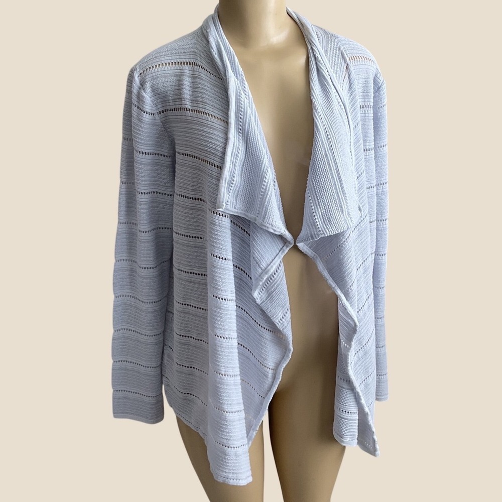 Lauren Ralph Lauren Cardigan Open Front Knit Draped Women Sz 2XL LRL White